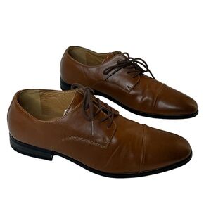 Express Men's Brown Leather Cap Toe Lace Up Dress Shoes Size 9